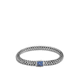 Icon Silver Small Reversible Bracelet 6.5mm with Pusher Clasp with Treated Black Sapphire and Blue Sapphire, Size UM