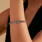 Icon Silver Small Reversible Bracelet 6.5mm with Pusher Clasp with Treated Black Sapphire and Blue Sapphire, Size UM