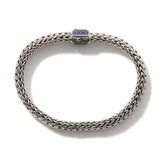 Icon Silver Small Reversible Bracelet 6.5mm with Pusher Clasp with Treated Black Sapphire and Blue Sapphire, Size UM