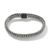 Icon Silver Small Reversible Bracelet 6.5mm with Pusher Clasp with Treated Black Sapphire and Citrine, Size UM