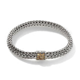 Icon Silver Small Reversible Bracelet 6.5mm with Pusher Clasp with Treated Black Sapphire and Citrine, Size UM