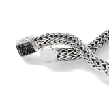 Icon Silver Small Reversible Bracelet 6.5mm with Pusher Clasp with Treated Black Sapphire and Citrine, Size UM