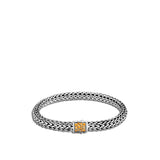 Icon Silver Small Reversible Bracelet 6.5mm with Pusher Clasp with Treated Black Sapphire and Citrine, Size UM