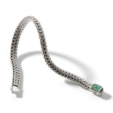 Icon Silver Small Reversible Bracelet 6.5mm with Pusher Clasp with Treated Black Sapphire and Emerald, Size UM