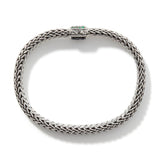 Icon Silver Small Reversible Bracelet 6.5mm with Pusher Clasp with Treated Black Sapphire and Emerald, Size UM