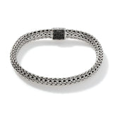 Icon Silver Small Reversible Bracelet 6.5mm with Pusher Clasp with Treated Black Sapphire and Peridot, Size UM