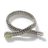 Icon Silver Small Reversible Bracelet 6.5mm with Pusher Clasp with Treated Black Sapphire and Peridot, Size UM