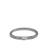 Icon Silver Small Reversible Bracelet 6.5mm with Pusher Clasp with Treated Black Sapphire and Peridot, Size UM