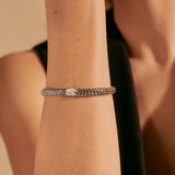 Icon Silver Small Reversible Bracelet 6.5mm with Pusher Clasp with Treated Black Sapphire and Peridot, Size UM