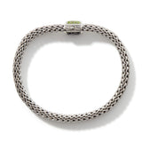 Icon Silver Small Reversible Bracelet 6.5mm with Pusher Clasp with Treated Black Sapphire and Peridot, Size UM