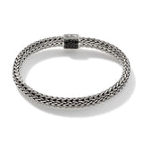 Icon Silver Small Reversible Bracelet 6.5mm with Pusher Clasp with Treated Black Sapphire and Treated Swiss Blue Topaz, Size UM