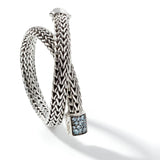 Icon Silver Small Reversible Bracelet 6.5mm with Pusher Clasp with Treated Black Sapphire and Treated Swiss Blue Topaz, Size UM