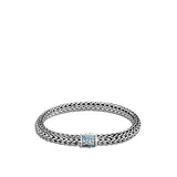Icon Silver Small Reversible Bracelet 6.5mm with Pusher Clasp with Treated Black Sapphire and Treated Swiss Blue Topaz, Size UM