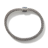 Icon Silver Small Reversible Bracelet 6.5mm with Pusher Clasp with Treated Black Sapphire and Treated Swiss Blue Topaz, Size UM