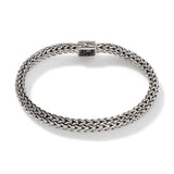 Icon Silver Small Reversible Bracelet 6.5mm with Pusher Clasp with Diamond Pave (0.24ct) and Treated Black Sapphire, Size UM