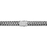 Icon Silver Small Reversible Bracelet 6.5mm with Pusher Clasp with Diamond Pave (0.24ct) and Treated Black Sapphire, Size UM
