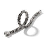 Icon Silver Small Reversible Bracelet 6.5mm with Pusher Clasp with Diamond Pave (0.24ct) and Treated Black Sapphire, Size UM