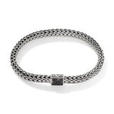 Icon Silver Small Reversible Bracelet 6.5mm with Pusher Clasp with Diamond Pave (0.24ct) and Treated Black Sapphire, Size UM