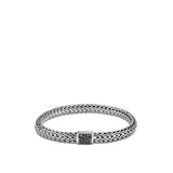 Icon Silver Small Reversible Bracelet 6.5mm with Pusher Clasp with Diamond Pave (0.24ct) and Treated Black Sapphire, Size UM