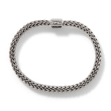 Icon Silver Small Reversible Bracelet 6.5mm with Pusher Clasp with Diamond Pave (0.24ct) and Treated Black Sapphire, Size UM