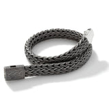 Icon Silver Medium Flat Chain Bracelet with Matte Black Rhodium Plating 7.5mm, Size UM