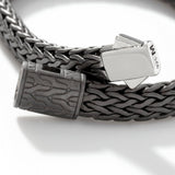 Icon Silver Medium Flat Chain Bracelet with Matte Black Rhodium Plating 7.5mm, Size UM