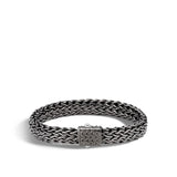 Icon Silver Large Flat Chain Bracelet with Matte Black Rhodium Plating 11mm, Size UL