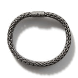 Icon Silver Large Flat Chain Bracelet with Matte Black Rhodium Plating 11mm, Size UL
