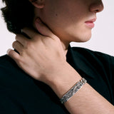 Naga Heritage Silver 11mm Curb Link Bracelet with Pusher Clasp, Size UL