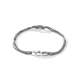 Love Knot Silver 3.6mm Chain Double Row Bracelet with Lobster Clasp, Size UM