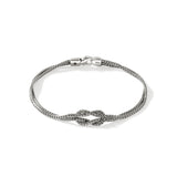 Love Knot Silver 3.6mm Chain Double Row Bracelet with Lobster Clasp, Size UM