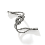 Love Knot Silver 10mm Chain Double Row Bracelet with Pusher Clasp, Size UM