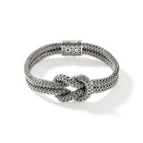 Love Knot Silver 10mm Chain Double Row Bracelet with Pusher Clasp, Size UM