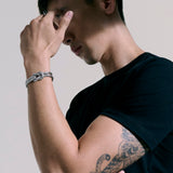 Love Knot Silver 10mm Chain Double Row Bracelet with Pusher Clasp, Size UM