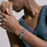 Love Knot Silver 10mm Chain Double Row Bracelet with Pusher Clasp, Size UM