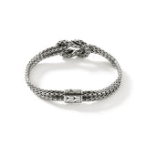 Love Knot Silver 7mm Slim Chain Double Row Bracelet with Pusher Clasp, Size UM