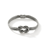 Love Knot Silver 7mm Slim Chain Double Row Bracelet with Pusher Clasp, Size UM