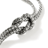Love Knot Silver 7mm Slim Chain Double Row Bracelet with Pusher Clasp, Size UM