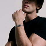 Love Knot Silver 7mm Slim Chain Double Row Bracelet with Pusher Clasp, Size UM