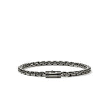 Chains Box Silver 4.8mm Box Chain Bracelet with Satin Matte Black Rhodium with Pusher Clasp, Size UL