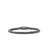 Chains Box Silver 4.8mm Box Chain Bracelet with Satin Matte Black Rhodium with Pusher Clasp, Size UL