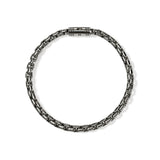Chains Box Silver 4.8mm Box Chain Bracelet with Satin Matte Black Rhodium with Pusher Clasp, Size UL
