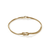 Love Knot 14K Gold 3.6mm Chain Double Row Bracelet with Lobster Clasp, Size UM