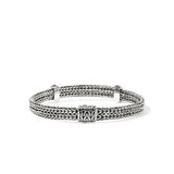 Icon Link Silver Diamond Pave (0.33ct) 6mm Flat Chain Bracelet with Pusher Clasp, Size UM