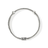 Icon Link Silver Diamond Pave (0.33ct) 6mm Flat Chain Bracelet with Pusher Clasp, Size UM