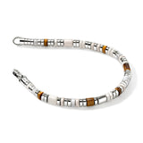 Colorblock Silver 5mm Bracelet with Lobster Clasp with Tiger Eye and Howlite with Light Brown Enamel, Size UM