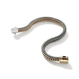 Icon 18K Gold & Silver 7mm Chain Reversible Bracelet with Reticulated Pusher Clasp, Size UM BG