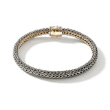 Icon 18K Gold & Silver 7mm Chain Reversible Bracelet with Reticulated Pusher Clasp, Size UM BG