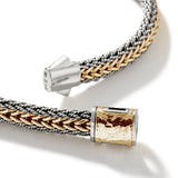 Icon 18K Gold & Silver 7mm Chain Reversible Bracelet with Reticulated Pusher Clasp, Size UM BG