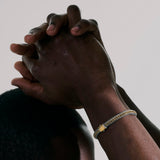 Icon 18K Gold & Silver 7mm Chain Reversible Bracelet with Reticulated Pusher Clasp, Size UM BG